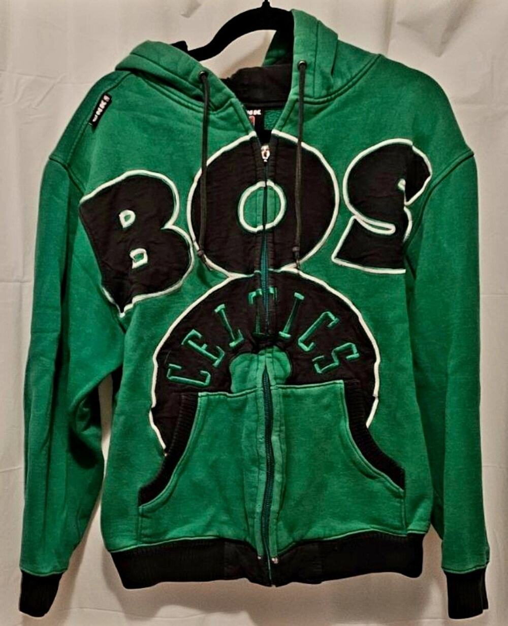 UNK NBA Boston Celtics Embroidered Full Zip Hoodie Jacket Green Size Large Unise